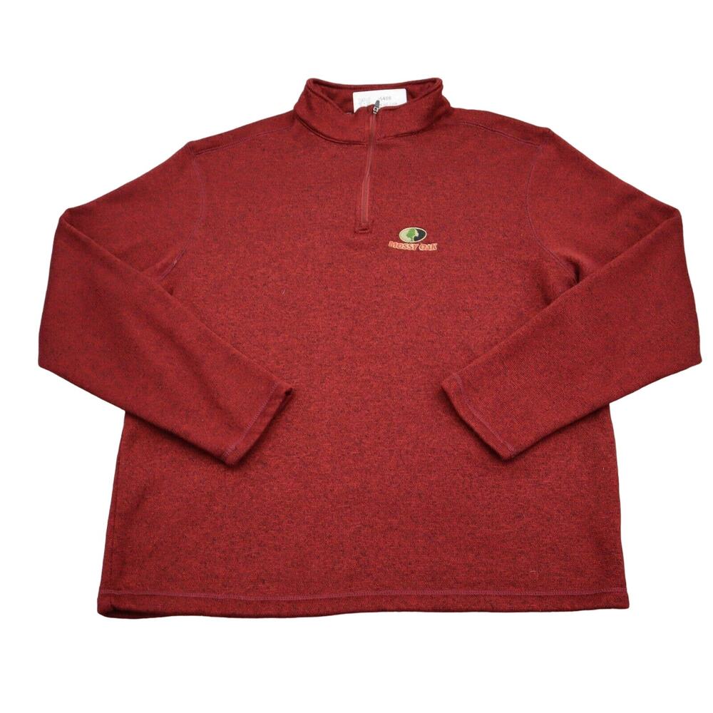 Mossy Oak Sweater Mens L Maroon Long Sleeve Chest Zipper Pullover Outwear
